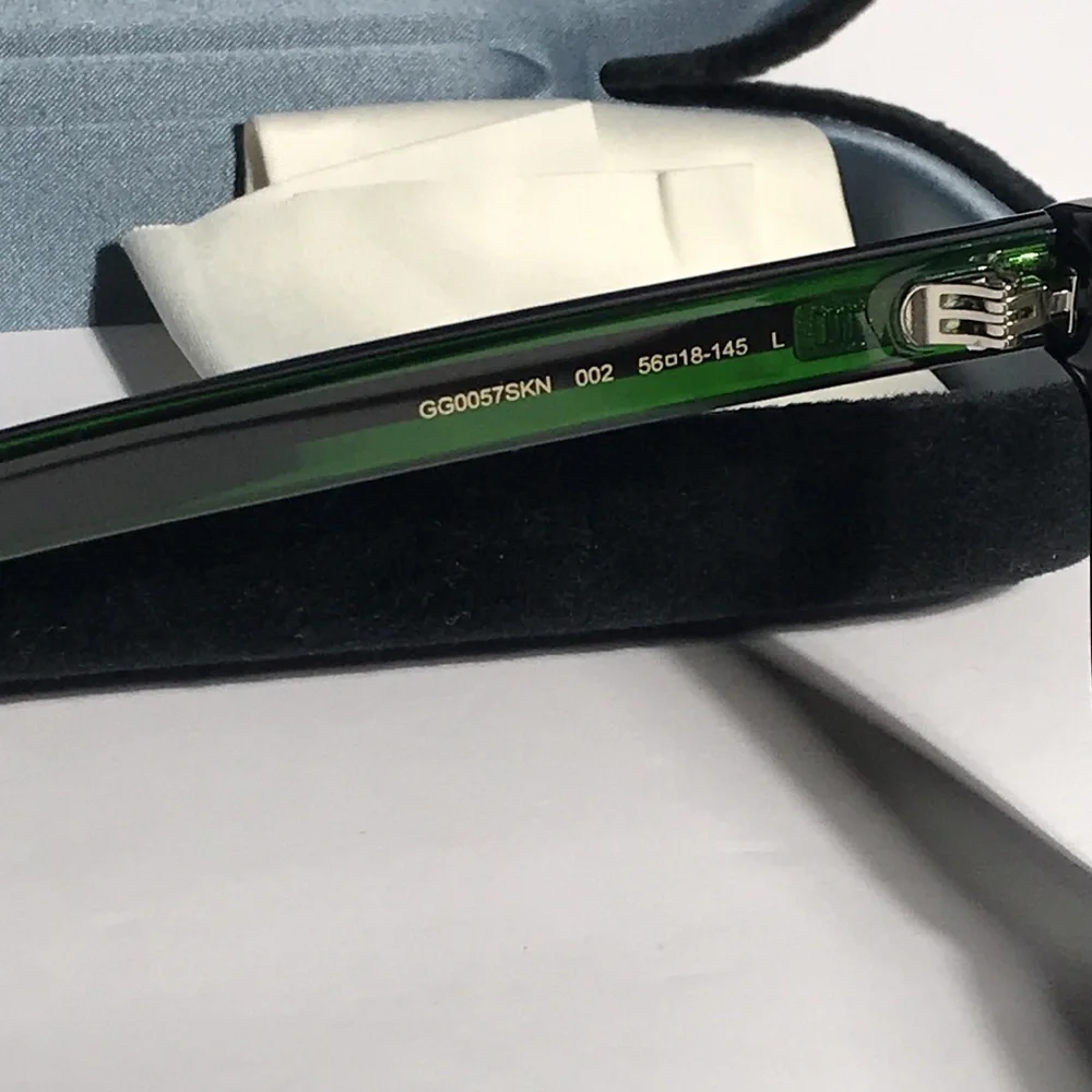 New Authentic GUCCI GG0057SKN 56MM Sunglasses – Black/Green